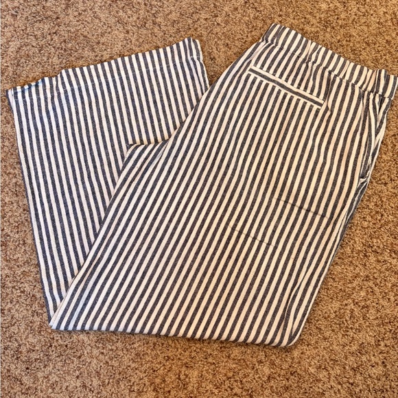 Caslon Pants - Caslon Navy and White Linen Blend Striped Pants